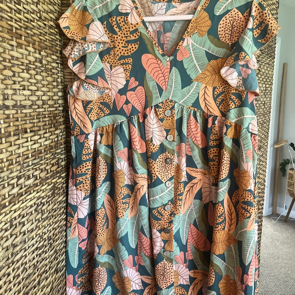 Floral Ruffle Sleeve Dress